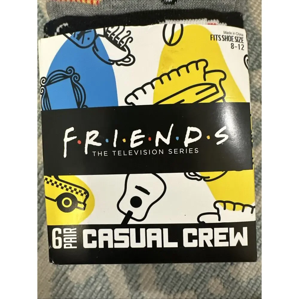 NEW Friends The TV Series Themed Casual CREW SOCKS 6-Pairs Men's Shoe Size‎ 8-12